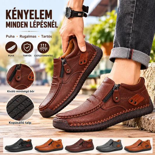 🔥50% OFF🔥7 napon belül kézbesítjük🔥【38-48】Férfi prémium bőr outdoor cipő – kézzel varrott, bebújós fazon