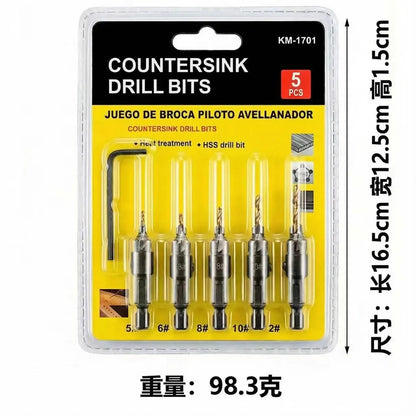 🔧🔧【Juego de 5 piezas por 25 €】 Juego de herramientas de biselado para carpintería con mango hexagonal de 1/4 de pulgada, apto para trabajos de carpintería, incluye llaves en forma de L #5 #6 #8 #10 #12