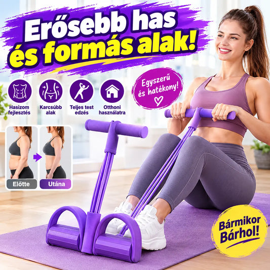 💜 Multifunkciós fitnesz-ellenállásszalag 💪 Pedálos rásegítéssel – Otthoni hasizom-edzés