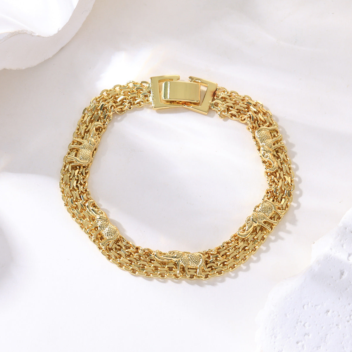 🔥【30% OFF】📿 ¡OFERTA POR TIEMPO LIMITADO CON UN 50% DE DESCUENTO! 🌀 Pulsera boho con amuletos y un elefante de la suerte: colgantes simbólicos, forma ajustable, baño de oro y 7 estilos ✨