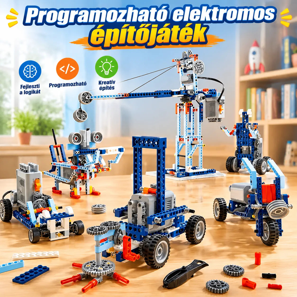 🏆【Vásároljon 1-et, kapjon 1-et ingyen】🤖Programozható elektromos építőkocka oktatójáték