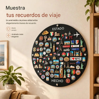 🌍Panel magnético para imanes de viaje y expositor de imanes de recuerdo para decoración de paredes