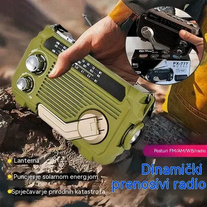 🔦 Hordozható vészhelyzeti rádió manuális töltéssel és LED lámpával