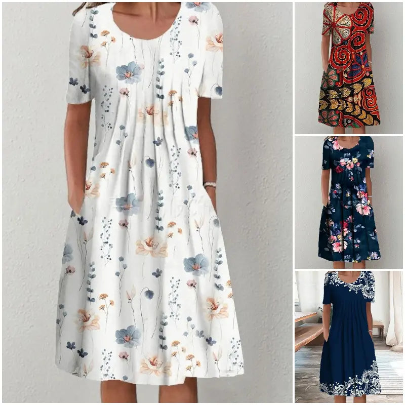 🔥🎁【S-5XL】👗2026 őszi új, középhosszú, virágmintás ruha