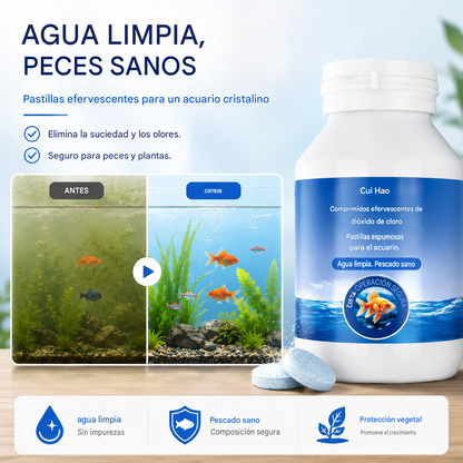 🐟【100 Tabletas】【Compra 1 y llévate 1 gratis】💧 Tabletas efervescentes para limpiar el agua de acuarios y estanques, tabletas oxigenantes para acuarios 🔥