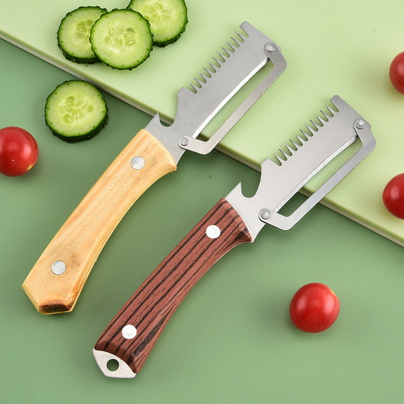 ✅Compra 1, llévate 1 gratis (dos artículos)🧅🔪 Pelador de cocina multifuncional 3 en 1: ¡Pela, pica verduras, corta carne y abre botellas! 🔥
