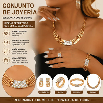 📢📢 ¡40% de descuento! ⏰ Elegante conjunto de 4 piezas de joyería con pedrería