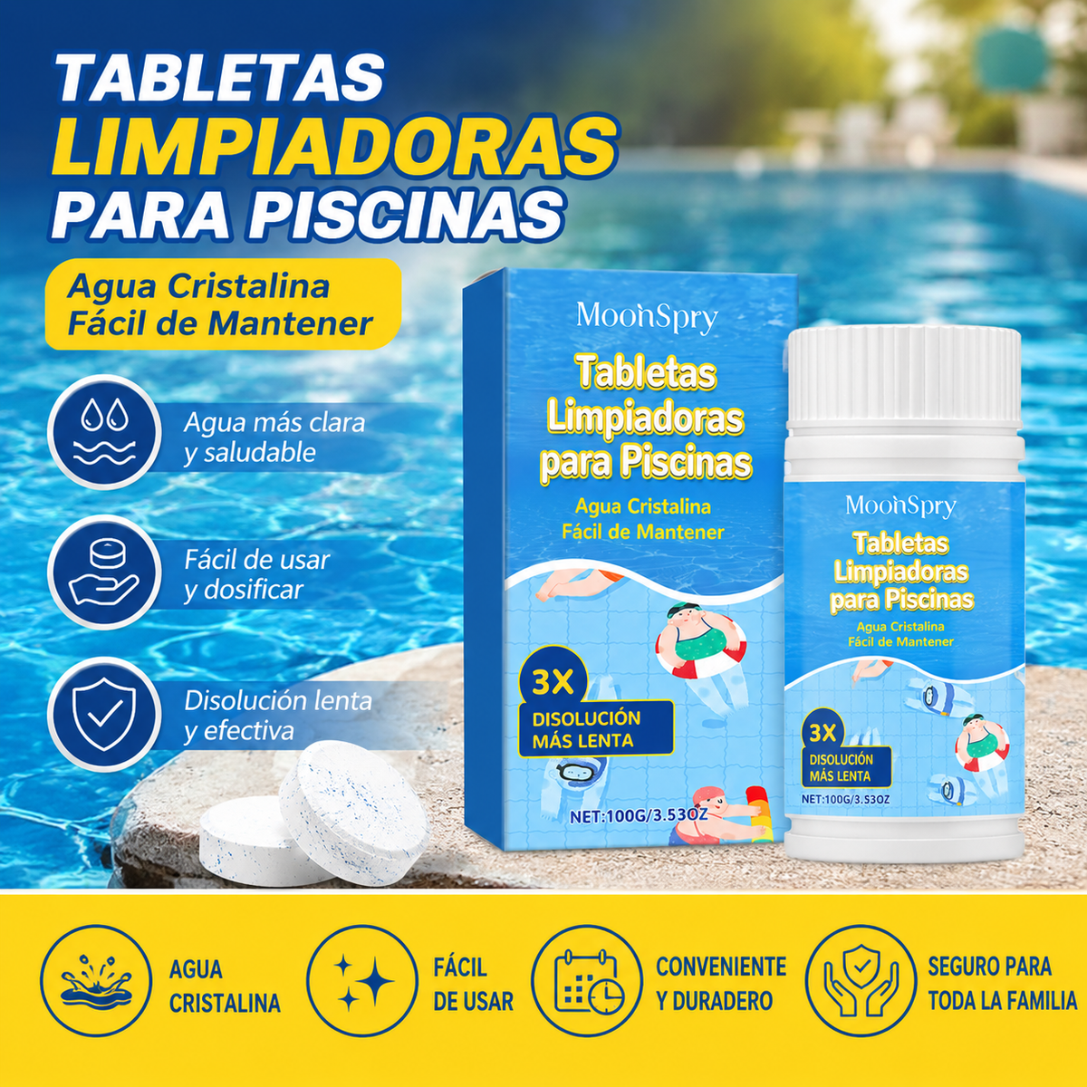 🔥Compre 1 y obtenga 1 gratis（2 botella）Pastillas efervescentes para la limpieza de piscinas