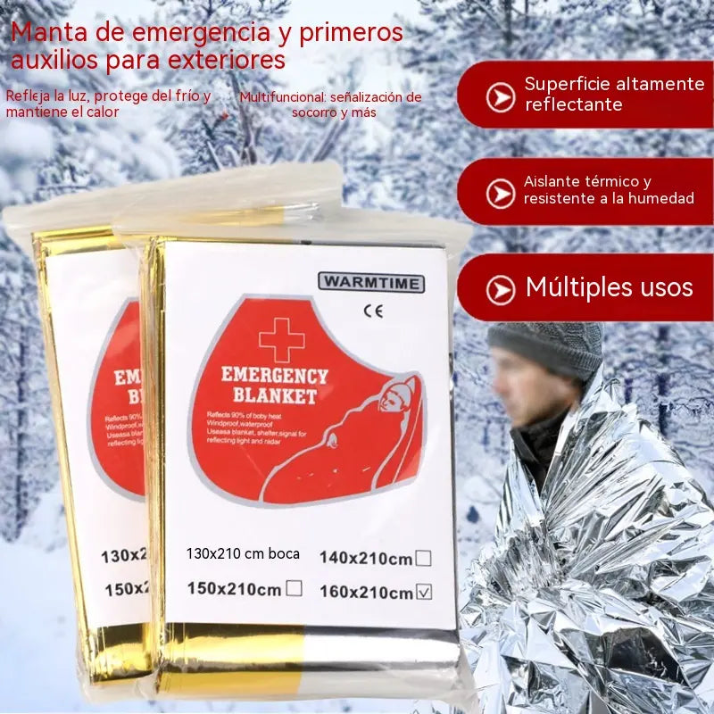 🔥【Paquete de 5】⏰ Manta de supervivencia para exteriores — Refugio térmico plateado y compacto, equipo de emergencia esencial
