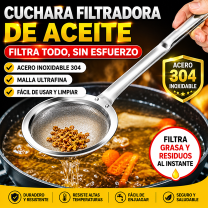 🍲 【3 piezas  24€】 Cuchara de filtro de aceite de acero inoxidable 304