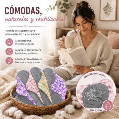 🔥【5 piezas】Almohadilla antibacteriana de algodón y grafeno lavable