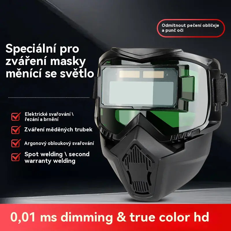 🔥【Kupte 1 a získejte 1 zdarma】😎Plně automatická svářečská kukla s ochrannou maskou pro svářeče s výměnou světla