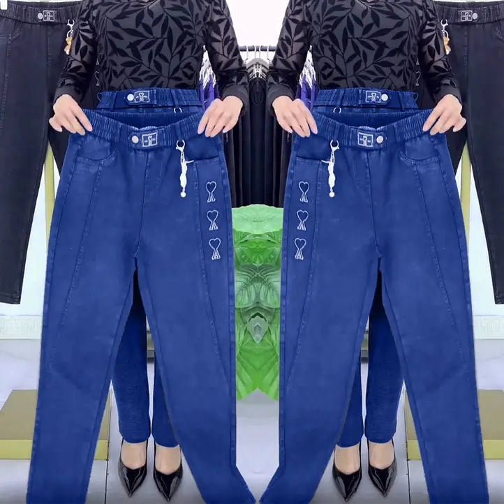 😍💥 [M-5XL] 👖👖Női nagy nyúlású, vastagított farmernadrág