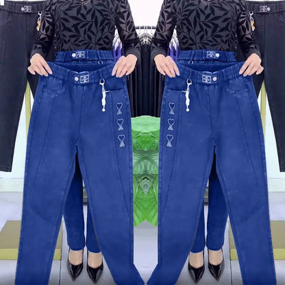 😍💥 [M-5XL] 👖👖Női nagy nyúlású, vastagított farmernadrág
