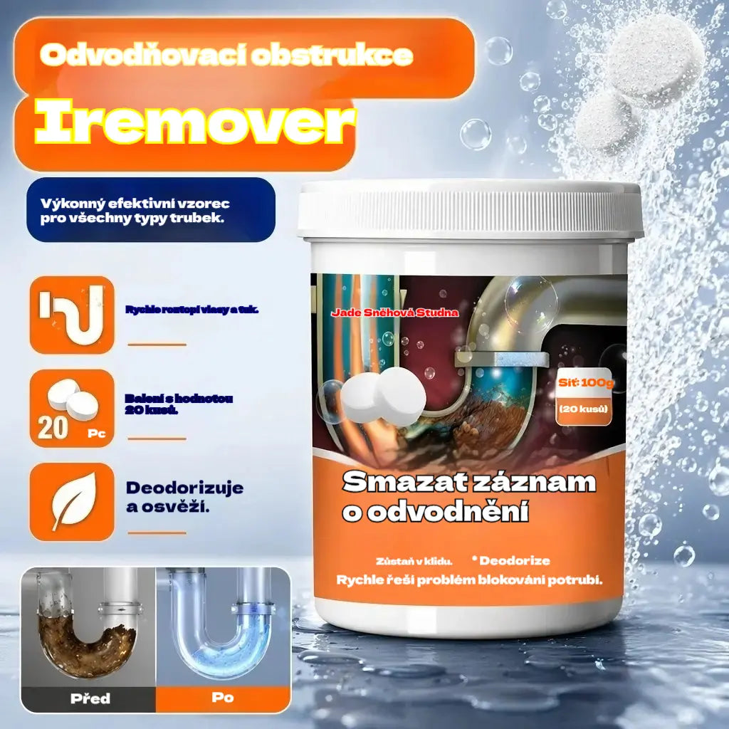🔥50% SLEVA 【2 za 530 Kč】❤️ Výkonné šumivé čisticí tablety, které rychle rozpouštějí ucpání způsobené mastnými vlasy, uvolňují ucpané odtoky; jsou také deodorizující a antibakteriální.