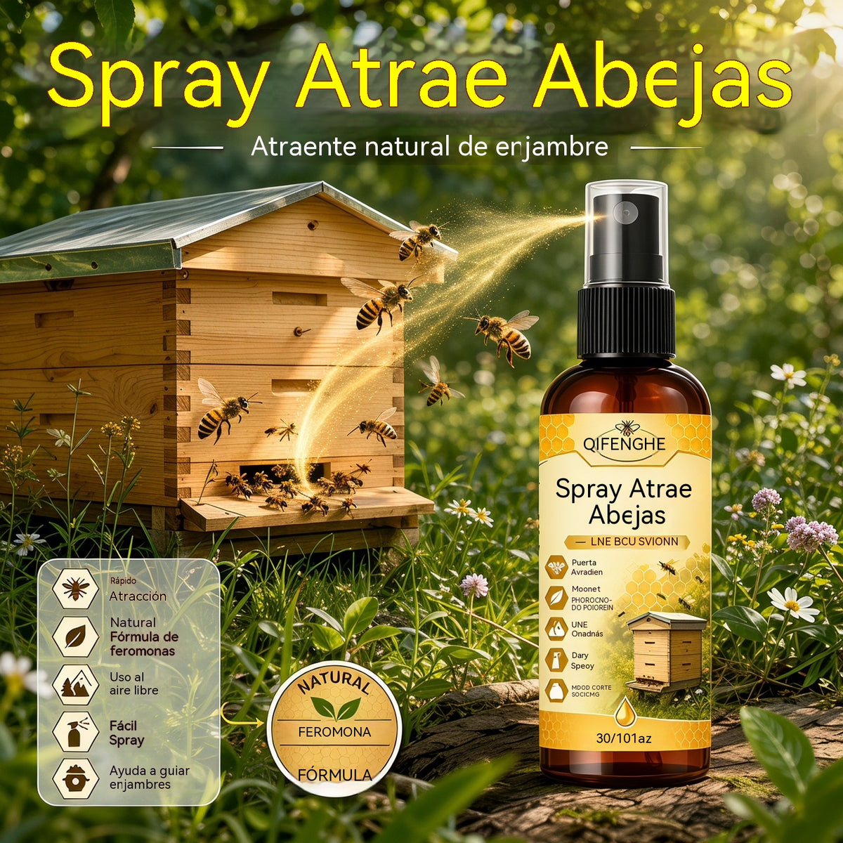 🐝🐝【Compra 1 y llévate 2 gratis】Spray natural para atraer abejas al aire libre.