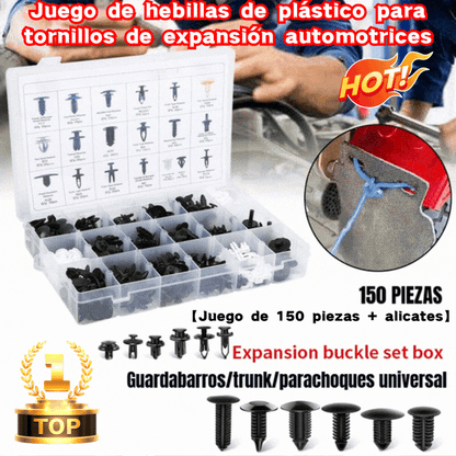 🔥【Juego de 150 piezas + alicates】🚗Juego de hebillas de plástico para tornillos de expansión automotrices