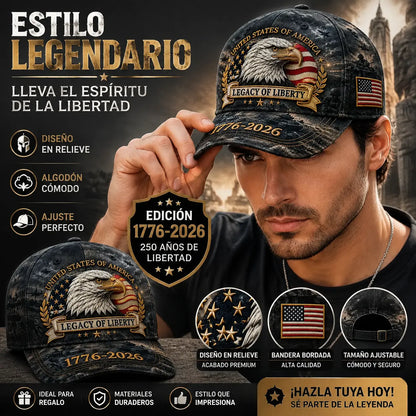 🛡️🧢Gorra de béisbol Freedom Eagle del 250 aniversario | Gorra de béisbol retro patriótica bordada –