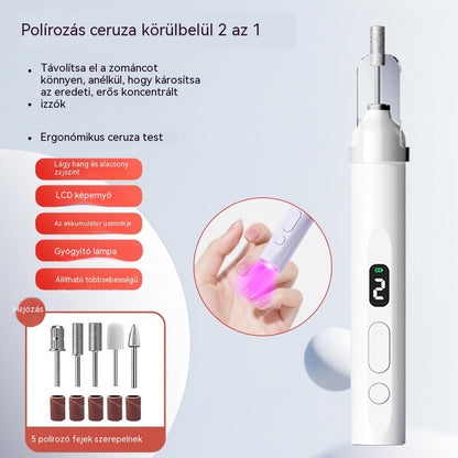 💅2 az 1-ben elektromos körömreszelő LED lámpával (szárító lámpa + 5 polírozófej)