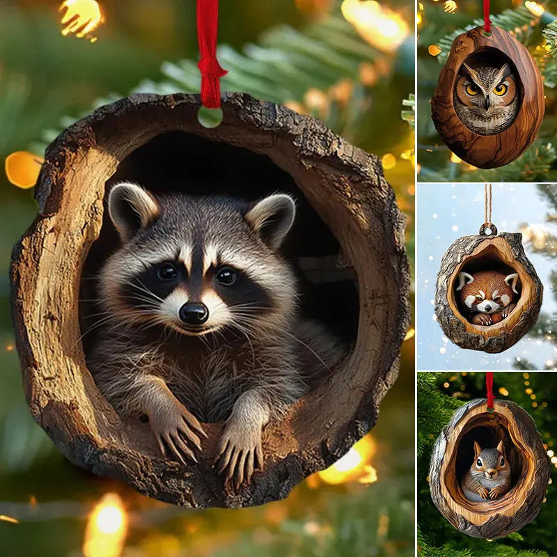 [10 részes készlet] 🎄 Állatfigurás karácsonyfadíszek — Függő állatdíszek