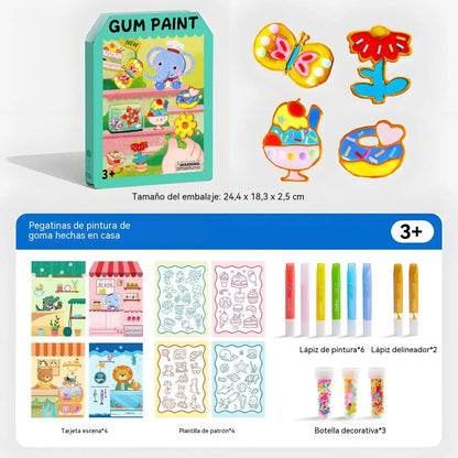 🌈 ¡Crea tus propias pegatinas de gelatina! 🎨 Kit de arte DIY para pintar, despegar y pegar para niños ✨ 4 temas divertidos + Set completo de manualidades 🎁