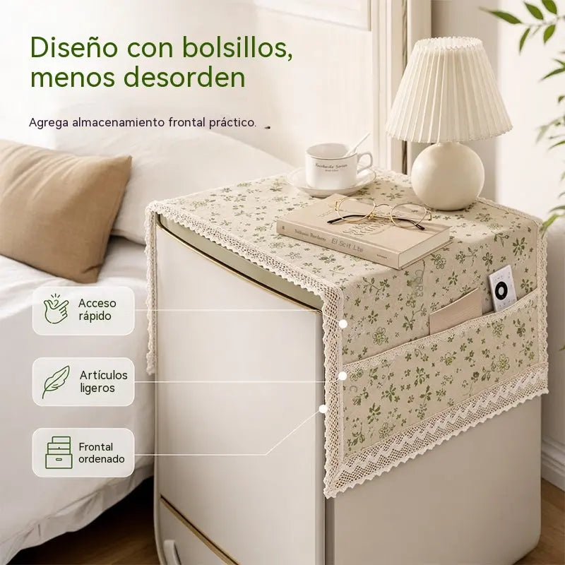 💖 ¡Oferta especial de último día! 💖【55 × 120 cm】 ✨ Funda para refrigerador de algodón y lino (resistente al polvo y a la grasa) con bolsillos de almacenamiento