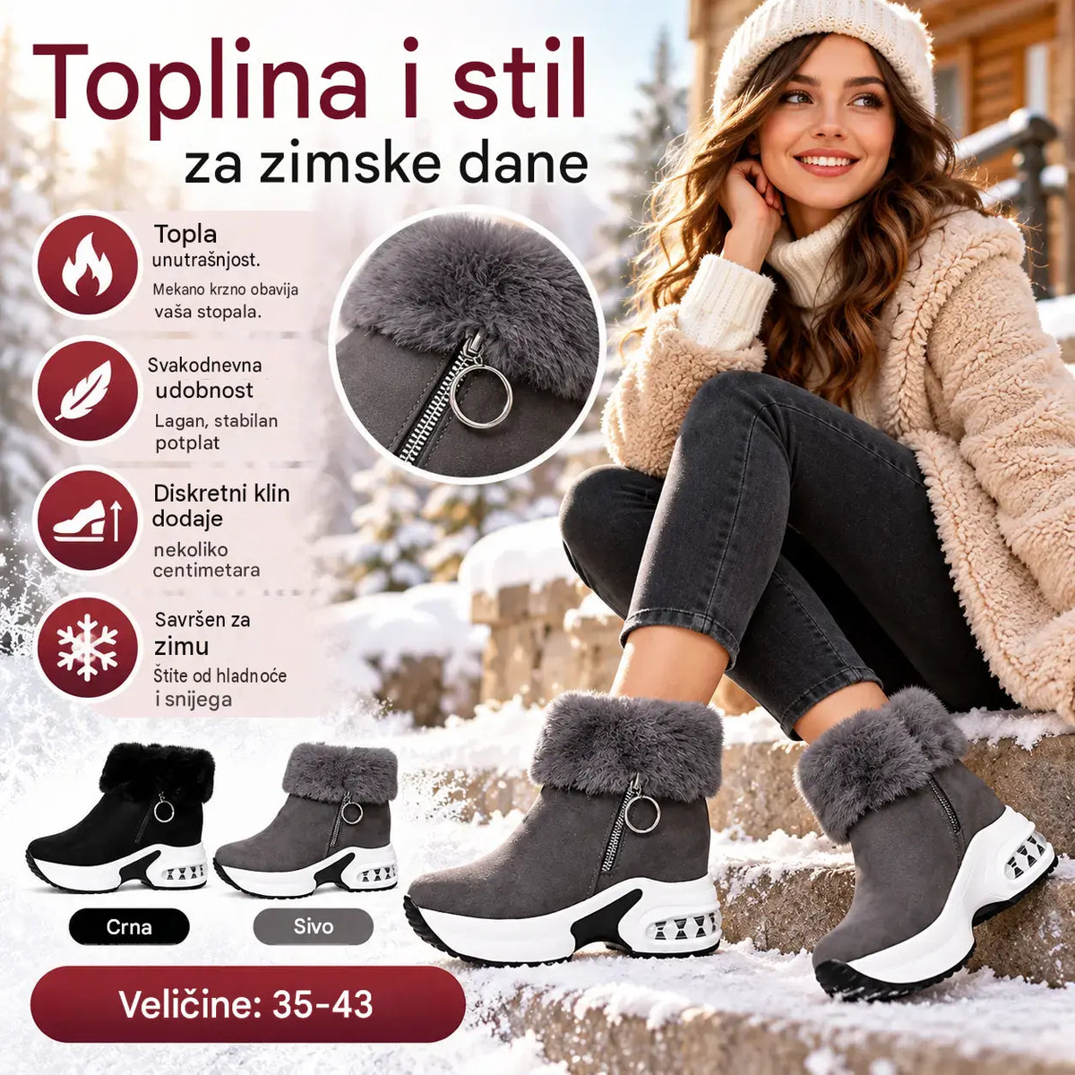 🔥😍【Veličine 35-43】Ženske jesensko/zimske cipele s debelim potplatom, podstavljene flisom, tople i ležerne
