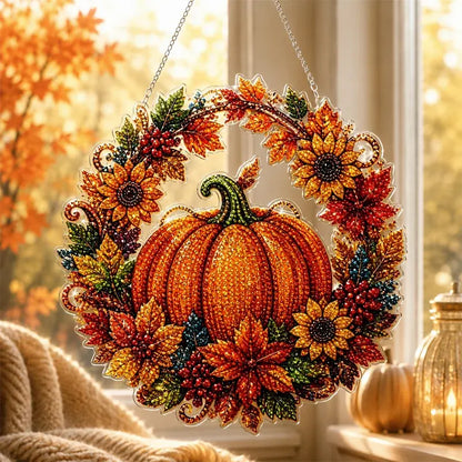 🍁🎃Halloweenská dekorace na okno - diamantový obraz, 4 veselé vzory, velikost 25×25 cm