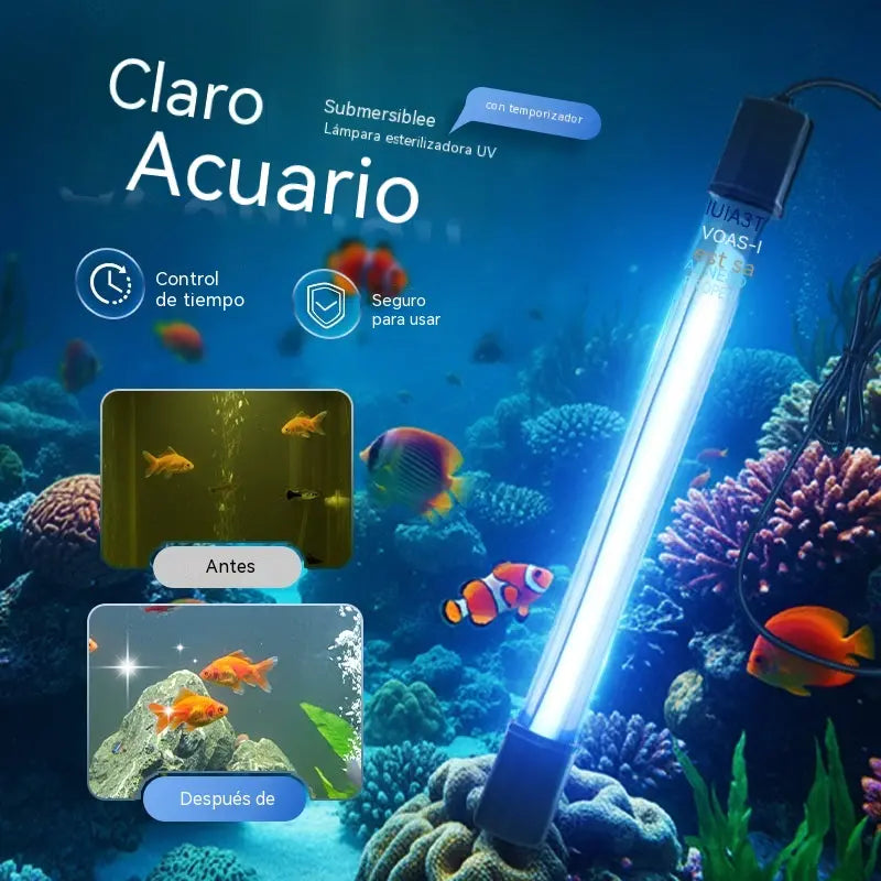 🐟🐠🌿Lámpara esterilizadora UV sumergible con temporizador para acuarios