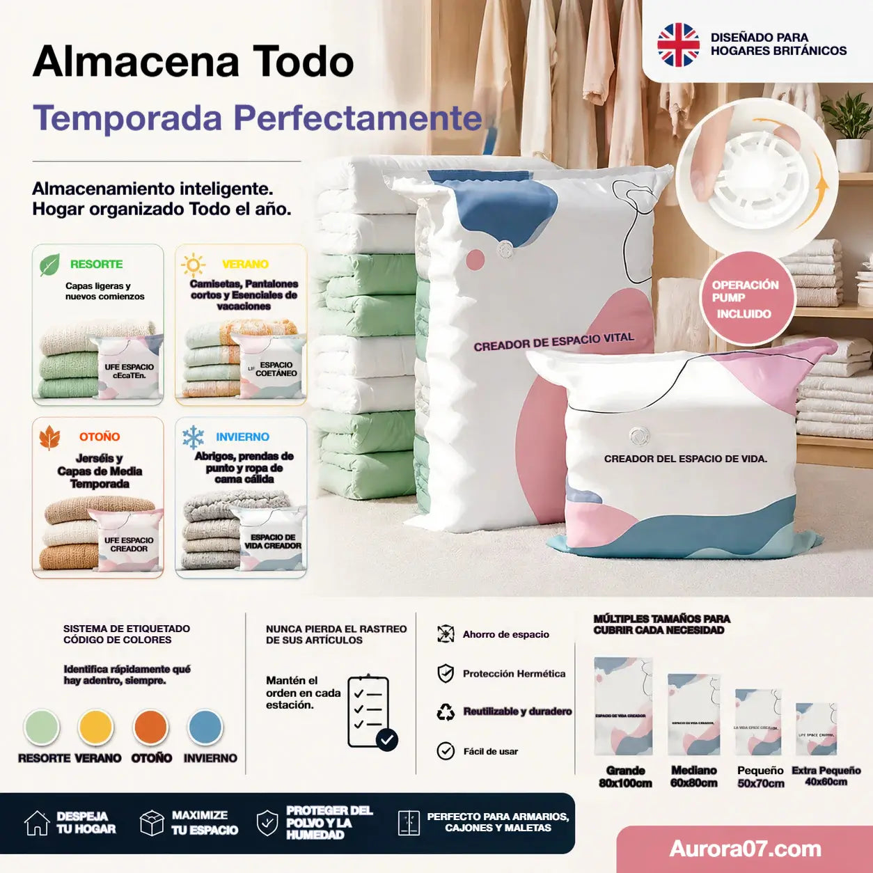 🧳【Juego de 5 piezas 28 euros】💨 Bolsa de almacenamiento al vacío grande y compresible: no requiere bomba, es a prueba de fugas e ideal para ahorrar espacio en maletas y en casa ✈️