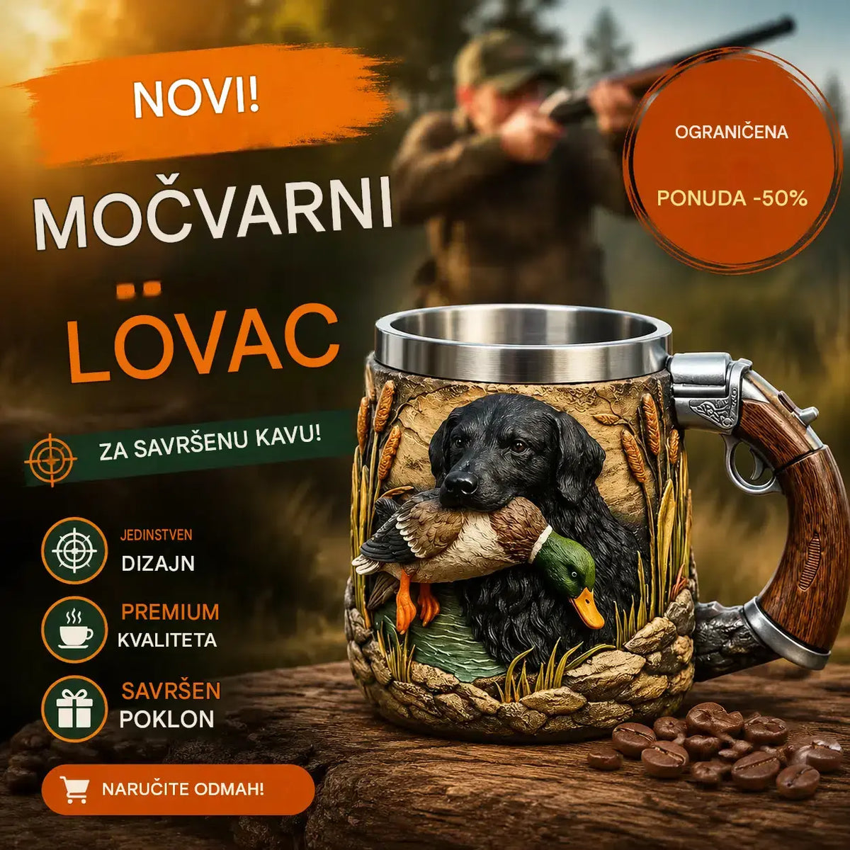 🔥【Popust - 50%】🔫☕Nova šalica za kavu za lovce