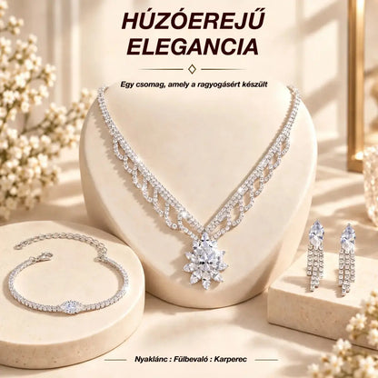 💎✨ Luxus ékszerkészlet nőknek | Nyaklánc, fülbevaló és karkötő szett lótuszvirággal és cirkóniával