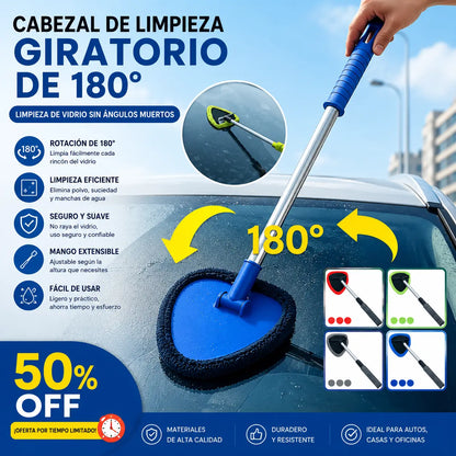 🎁【2 piezas de plástico triangulares + 8 fundas de tela】Kit de limpieza de parabrisas de coche - extensible y giratorio 180°