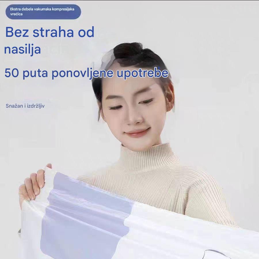 🧳【Set od 5 dijelova】💨 Velika, stlačiva vakuumska vrećica za pohranu: nije potrebna pumpa, nepropusna je i idealna za uštedu prostora u koferima i kod kuće ✈️