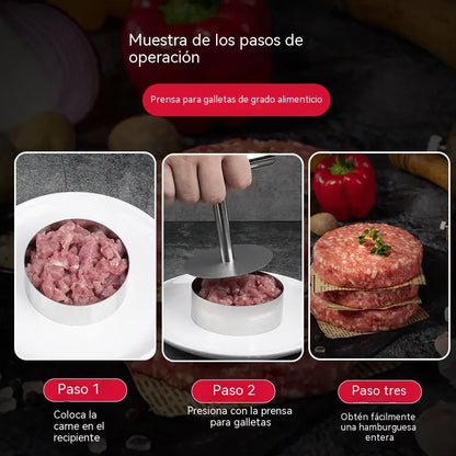 🔥【Compra 1 y llévate 1 gratis】🍔 Prensa para hamburguesas de acero inoxidable apta para alimentos (hágalo usted mismo)