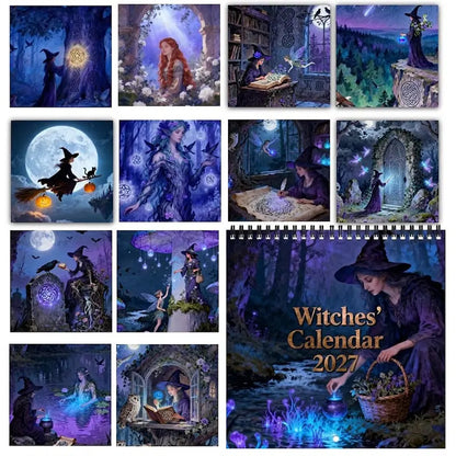 Calendario de Brujas Místicas 2027 🌙 12 meses de ilustraciones encantadoras de brujas