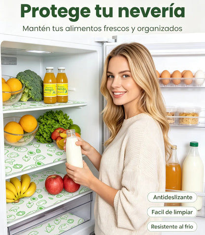 6 piezas por 27 euros-🧊🛡️ Protectores impermeables para estantes de refrigerador — Antideslizantes, fáciles de limpiar y aptos para contacto con alimentos — Mantén los estantes ordenados y frescos ✨