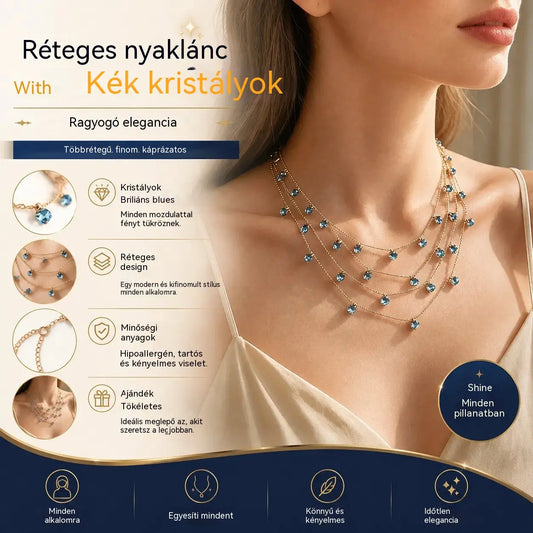 📢📢 50% kedvezmény! ✨ Női többrétegű, csillogó kulcscsont medál nyaklánc