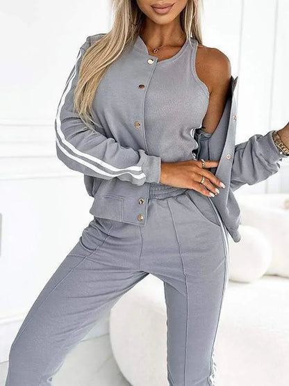 🏆Féláron + ingyenes szállítás🚚 Háromrészes szett: kényelmes és otthonos, laza stílus