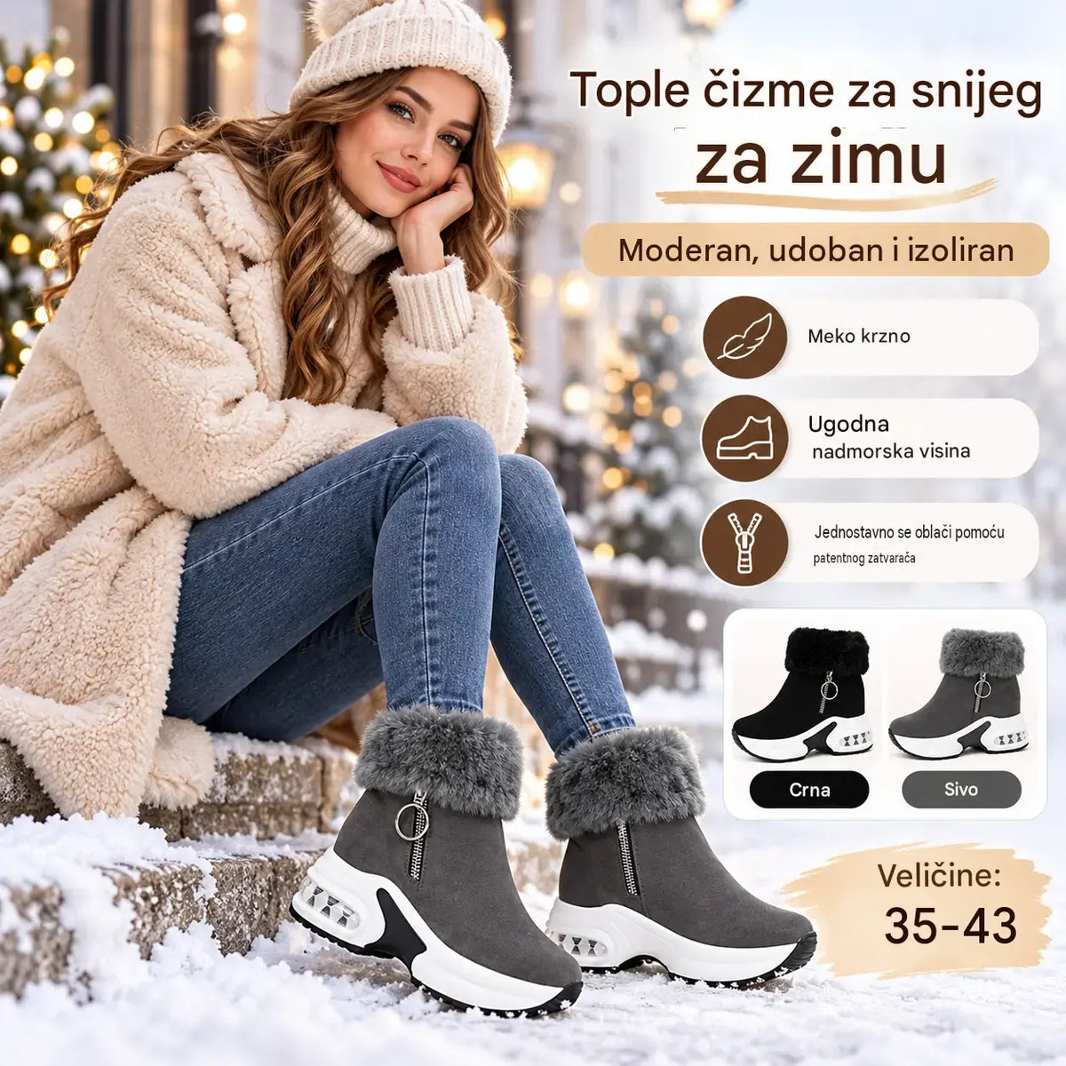 🔥😍【Veličine 35-43】Ženske jesensko/zimske cipele s debelim potplatom, podstavljene flisom, tople i ležerne