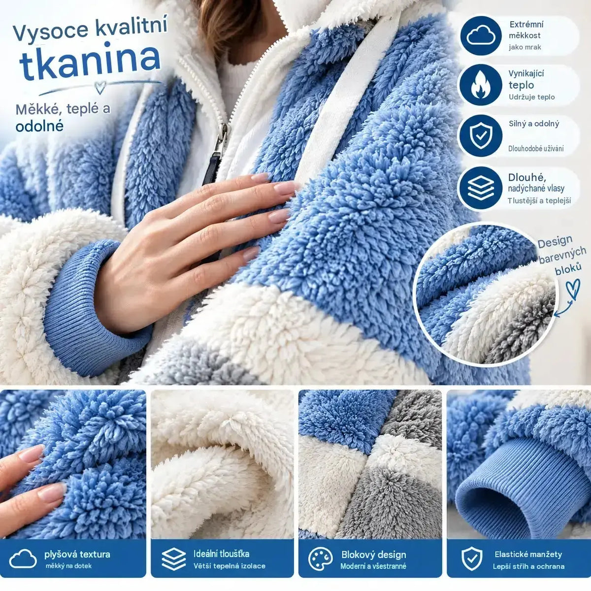 🔥 Poslední den – sleva 50 % ❄️【S–5XL】Nový dámský hřejivý kabát pro rok 2026, zateplený plyšový design s kontrastními pruhy ✅ Platba na dobírku