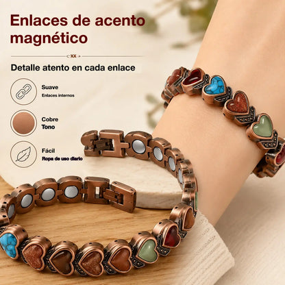 ✨🎁Pulsera de cobre para mujer, pulseras magnéticas de cobre puro, piedra preciosa natural única