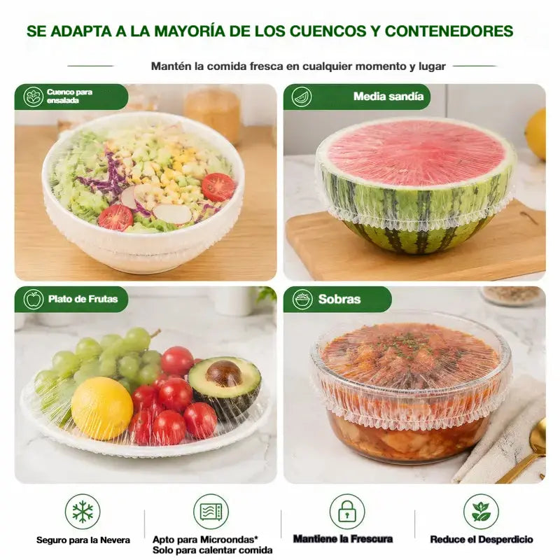 ⏳50% de descuento🔥【300 piezas】27 €🎉Cuanto más compres, más ahorrarás🎁Tapas elásticas desechables para alimentos, aptas para cuencos y platos