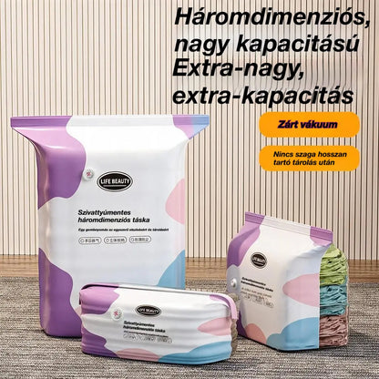 🧳5 darab 9600 Ft💨 Nagy, rugalmas vákuumos tárolótasakok: Nincs szükség légpumpára, szivárgásmentesek és ideálisak a helytakarékosságra a bőröndben és otthon ✈️