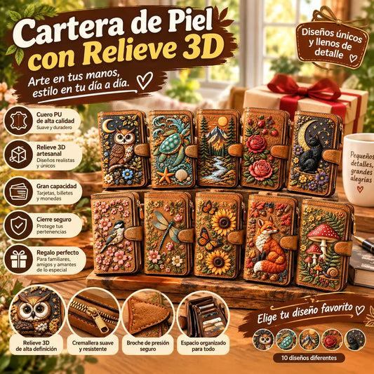 🔥OFERTA ESPECIAL🔥✨ Cartera vintage con relieve artístico: elige tu diseño favorito.