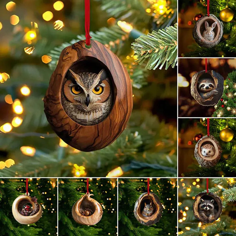 [10 részes készlet] 🎄 Állatfigurás karácsonyfadíszek — Függő állatdíszek