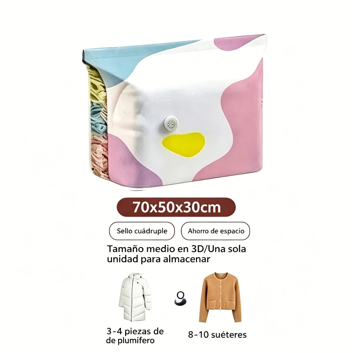 🔥【30% OFF】🧳【Juego de 5 piezas】💨 Bolsa de almacenamiento al vacío grande y compresible: no requiere bomba, es a prueba de fugas e ideal para ahorrar espacio en maletas y en casa ✈️