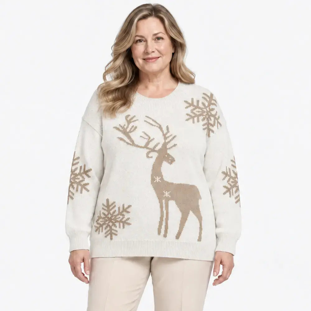 【XS-3XL/3 szín】2026 Ősz/Tél Új Stílusú Szarvas Jacquard Mintás, Kerek Nyakú Felsőruházat Pulóver