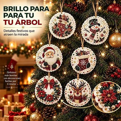 🎄 6 részes DIY gyémántkirakós karácsonyi díszkészlet – Kreatív családi projekt, amely tökéletes a karácsonyfára, ablakba vagy ajándéknak!