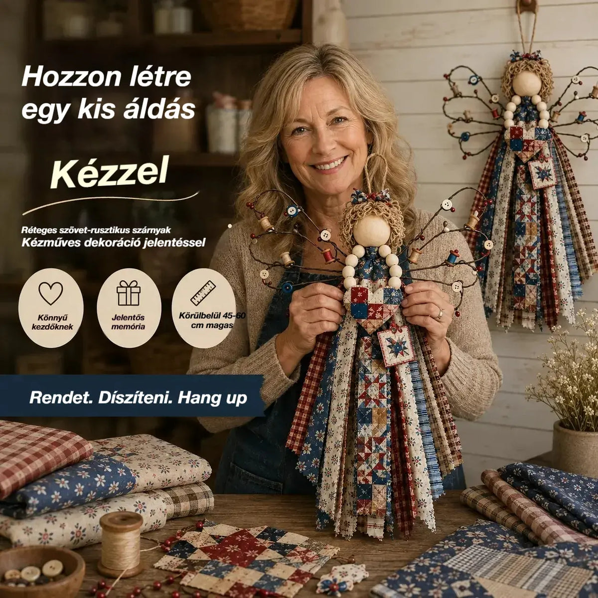 🔥UTÓS NAP 50% KEDVEZMÉNY - Saját készítésű angyalkendő-akasztó készlet - Varrj egy apró áldást, ami örökké tart